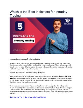 Top 5 Indicators for Intraday Trading and How to Use Them