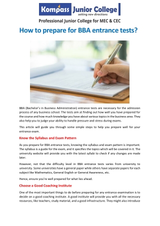 How to prepare for BBA entrance tests?