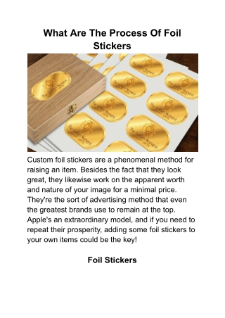 What Are The Process Of Foil Stickers