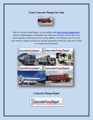 Used Concrete Pumps for Sale concretepumpdepot