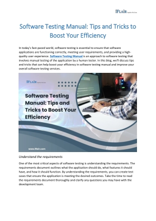 Software Testing Manual Tips and Tricks to Boost Your Efficiency