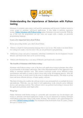 Understanding the importance of Selenium with Python testing