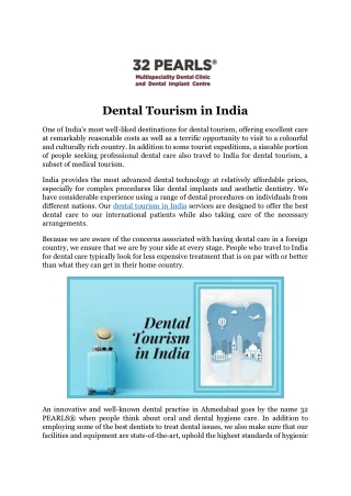 Dental Tourism in India