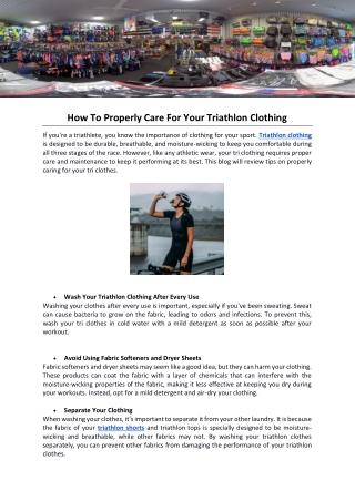 How To Properly Care For Your Triathlon Clothing