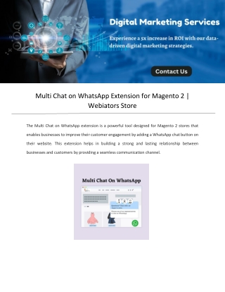 Multi Chat on WhatsApp Extension for Magento 2 | Webiators Store