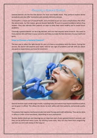 Choosing a General Dentist