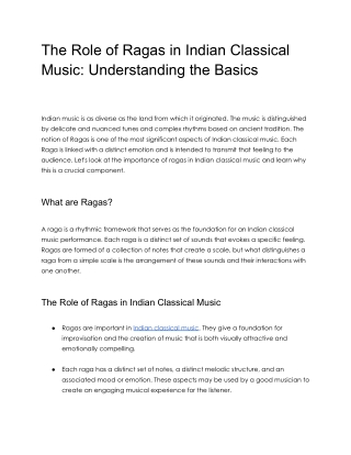 The Role of Ragas in Indian Classical Music Understanding the Basics