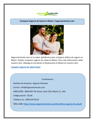 compare seguros de salud miamiComparar Seguros de Salud en Miami | Segurosentera