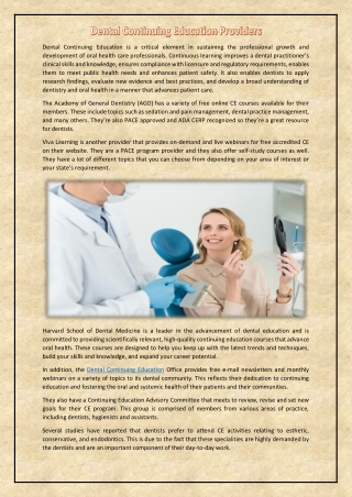 Dental Continuing Education Providers