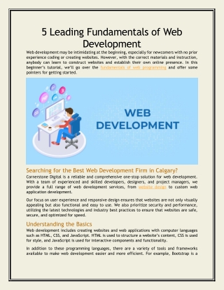 5 Leading Fundamentals of Web Development