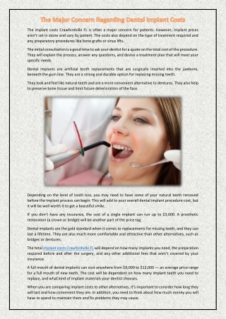 The Major Concern Regarding Dental Implant Costs