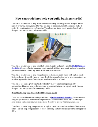 How can tradelines help you build business credit