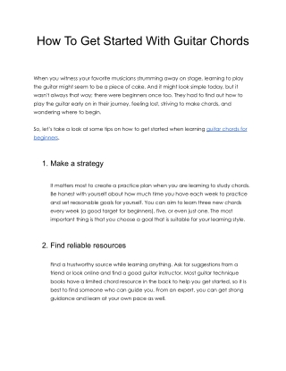 How To Get Started With Guitar Chords