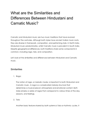 What are the Similarities and Differences Between Hindustani and Carnatic music?