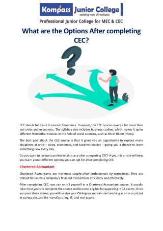 What are the Options After completing CEC?