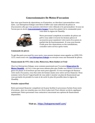 Concessionnaire De Motos D’occasion