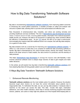 How Big Data is Transforming Telehealth Software Solutions_