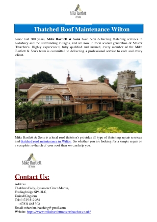 Thatched Roof Maintenance Wilton