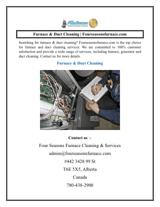 Furnace & Duct Cleaning  Fourseasonsfurnace.com