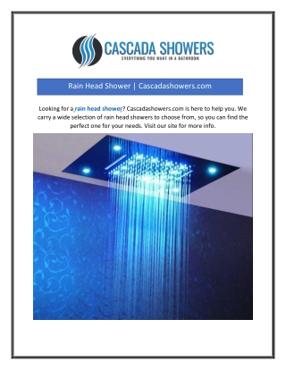 Rain Head Shower | Cascadashowers.com