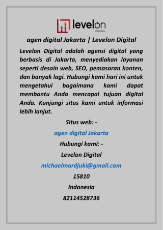 agen digital Jakarta  Levelon Digital