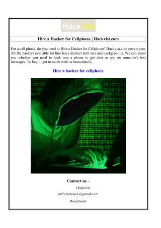 Hire a Hacker for Cellphone  Hackvist.com