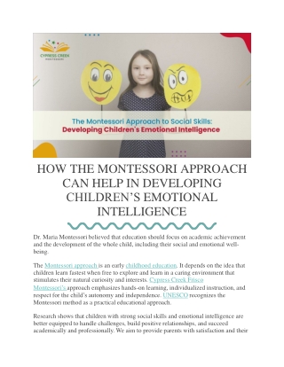 How the Montessori Approach Can Help in Developing Children's Emotional Intelligence (1)