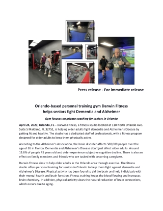 Orlando-based personal training gym Darwin Fitness.