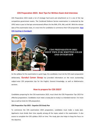 CDS Coaching in Chandigarh