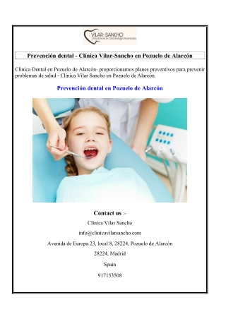 Prevención dental - Clínica Vilar-Sancho en Pozuelo de Alarcón