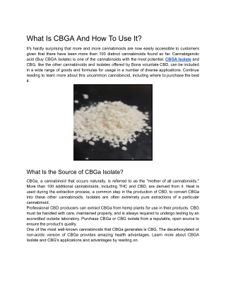 What Is CBGA And How To Use It?
