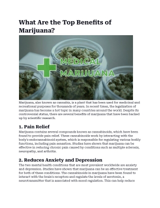 What Are the Top Benefits of Marijuana