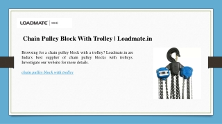 Chain Pulley Block With Trolley Loadmate.in