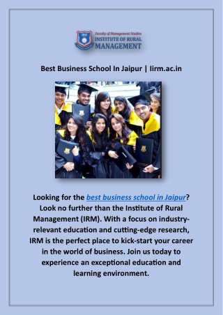 Best Business School In Jaipur | Iirm.ac.in