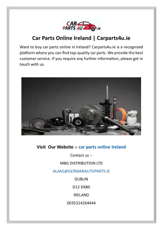 Car Parts Online Ireland  Carparts4u.ie