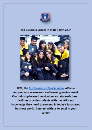 Top Business School In India | Iirm.ac.in