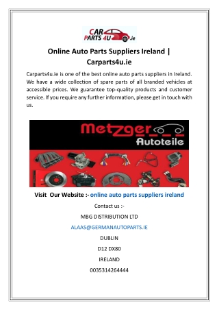 Online Auto Parts Suppliers Ireland  Carparts4u.ie