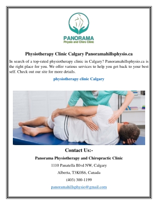 Physiotherapy Clinic Calgary Panoramahillsphysio.ca