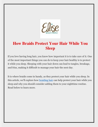 How Braids Protect Your Hair While You Sleep