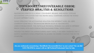 A simple guide to quickly resolve QuickBooks Unrecoverable Error