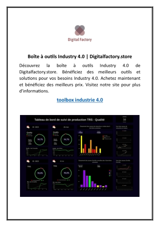 Boîte à outils Industry 4.0  Digitalfactory.store