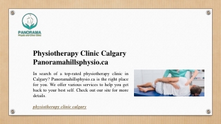 Physiotherapy Clinic Calgary Panoramahillsphysio.ca