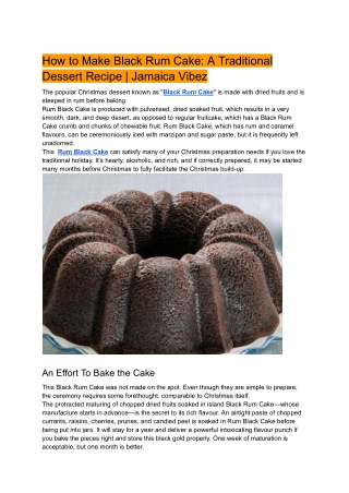 How to Make Black Rum Cake- A Traditional Dessert Recipe - Jamaica Vibez