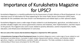 Importance of Kurukshetra Magazine for UPSC