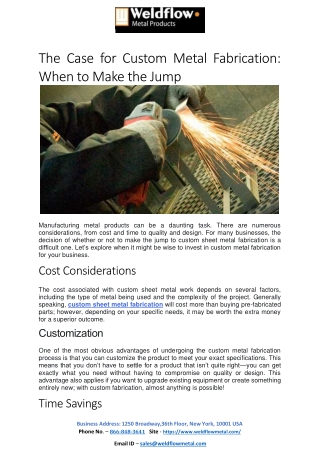 The Case for Custom Metal Fabrication: When to Make the Jump