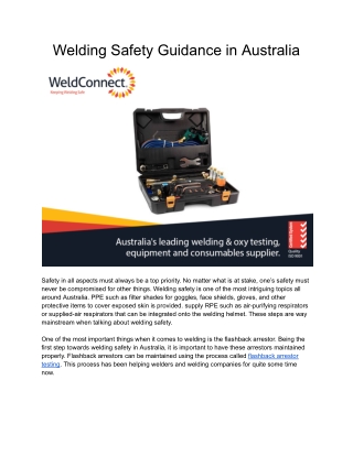 Welding Safety Guidance in Australia