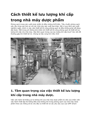 Cách thiết kế lưu lượng khí cấp trong nhà máy dược phẩm