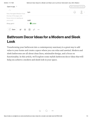 Bathroom Decor Ideas for a Modern and Sleek Look _ by Ishmum Semicolonit _ Apr, 2023 _ Medium