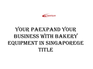 Bakery Equipment Singapore