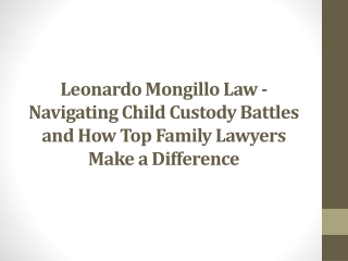 Leonardo Mongillo Law - Navigating Child Custody Battles and How Top Family Lawyers Make a Difference